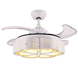 AorakiLights Invisible Ceiling Fans With Led Modern Household Crystal Fan Lights Retractable Bla ...