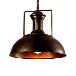 Lingkai Pendant Lighting Industrial Nautical Barn Pendant Light Single with Rustic Dome Bowl Sha ...