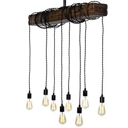 Farmhouse Style Light Fixture – Wrapped Wood Beam Antique Decor Chandelier Pendant Lightin ...