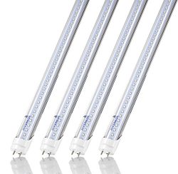 Hyperikon T8 T10 T12 LED Light Tube 4FT, 18W (40W-50W Equiv.), Dual-End Powered, Ballast Bypass, ...