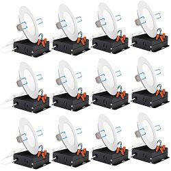 Sunco Lighting 12 Pack 4 Inch Slim Ultra-Thin Recessed Retrofit Kit LED Ceiling Light Fixture w/ ...