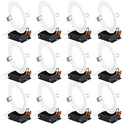 Sunco Lighting 12 Pack 6 Inch Slim Ultra-Thin Recessed Retrofit Kit LED Ceiling Light Fixture w/ ...