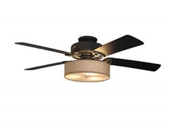 Low Profile Linen Drum Shade Light Kit for Ceiling Fans (Cognac)