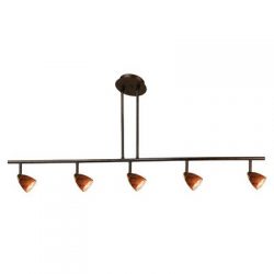 Cal Lighting SL-954-5-RU/CRU Track Lighting with Cone Rust Shades, Rust Finish
