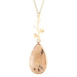 RIAH FASHION Bohemian Natural Stone Pendant Long Necklace – Boho Charm Layering Statement  ...