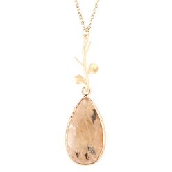 RIAH FASHION Bohemian Natural Stone Pendant Long Necklace – Boho Charm Layering Statement  ...