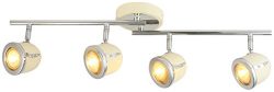 LED Retro Adjustable Eyeball Black &Chrome Ceiling Spotlight (Beige & Chrome, 4 Lights)