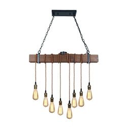 Unitary Brand Rustic Black Wood Hanging Multi Pendant Light with 8 E26 Bulb Sockets 320W Painted ...