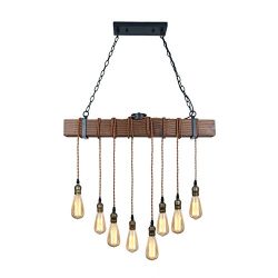 Unitary Brand Rustic Black Wood Hanging Multi Pendant Light with 8 E26 Bulb Sockets 320W Painted ...