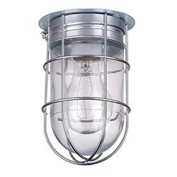 PS- All Weather Wall Barn Ceiling Exterior Light with Cage Outdoor Caged Light