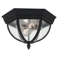 Sea Gull Lighting 78136-12 Wynfield Two Light Outdoor Ceiling Flush Mount, Black