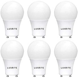 Luxrite GU24 LED A19 Light Bulb, 60W Equivalent, 4000K Cool White, Dimmable, 800 Lumens, LED GU2 ...