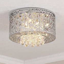 Saint Mossi Modern K9 Crystal Raindrop Chandelier Lighting Flush Mount LED Ceiling Light Fixture ...