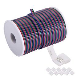 C-able 100ft(30.5m) 22 AWG 4Pin RGB Wire Extension Cable with Spool, Led Lights Wires Strip Exte ...