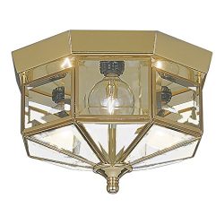 Sea Gull Lighting 7661-02 Grandover Three-Light Flush Mount Ceiling Light with Clear Beveled Gla ...