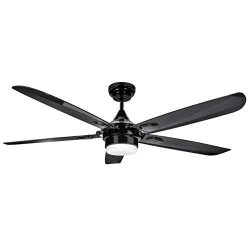 Hyperikon 56-Inch Sleek Contemporary Ceiling Fan, 5-Blade LED Ceiling Fan 38W, Black Industrial  ...