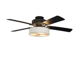 Low Profile Linen Drum Shade Light Kit for Ceiling Fans (Cream)