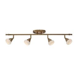 WAC Lighting TK-48536-BB Monterrey LED 5 Light Fixture Fixed Rail, One Size, Opal/Burnished Brass