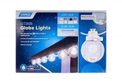 Camco 42742 Decorative RV Awning Globe Lights – 6 Clear Globes on White Wire,  Fits Direct ...