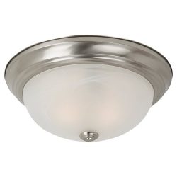 Sea Gull Lighting 75942-962 Windgate Two-Light Flush Mount Ceiling Light with Alabaster Glass Sh ...