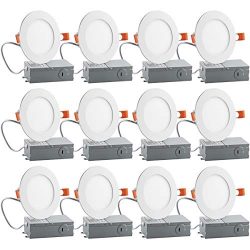 4 inch Slim LED Downlight, Dimmable, 9W (65W Equivalent), 5000K Daylight White, 600Lm, ETL Liste ...