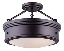 CANARM ISF624A03ORB Boku ORB 3 Bulb Semi-Flush Mount with Flat Opal Glass, Oil Rubbed Bronze