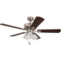 Honeywell Springhill 50184 44″ Ceiling Fan with Swirled White Light Shades, Five Reversibl ...