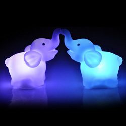 Gotian 2Pcs Elephant Color Changing LED Night Light Lamp Wedding Party Home Decor