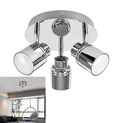 Modern 3-Light Multi-Directional Ceiling Fixture, Adjustable Round Track Lighting Kits, GU10 LED ...