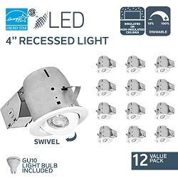 Nadair 12-Pack 4″ Swivel Dimmable LED recessed Light Complete kit, White, Piece – CP ...