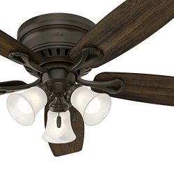 Hunter Fan 52 inch Bronze Traditional Ceiling Fan with Swirled Marble Glass Light Kit and Remote ...