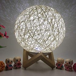 Vacally 20CM 3D LED Lights Colorful Rattan Moon Night Light Moonlight USB Charging Table Desk Mo ...