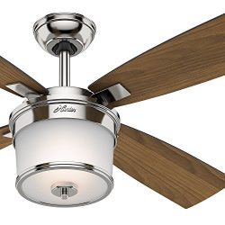 Hunter 52″ Polished Nickel Finish Contemporary Ceiling Fan light kit (Certified Refurbished)