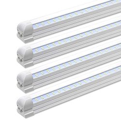 LED Shop Light Fixture, 8 Foot, 72W, 7200LM, 6000K Cool White, Flat Dual Row, Fluorescent Tube L ...