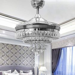 Huston Fan Modern Ceiling Fan Light with 4 Retractable Blade for Indoor Dining Bedroom Restauran ...