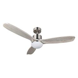 CO-Z 52” Ceiling Fan Light Brushed Nickel Finish with 3 Weathered White Walnut Blades, 15W LED a ...