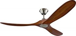 Monte Carlo 3MAVR60BSKOA Maverick Modern Ceiling Fan, Brushed Steel with Koa Blades, 60-inch