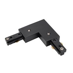 uxcell Track Lighting Corner L Connector for 3-Wire Lighting Track Rail, Black