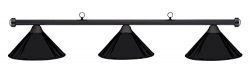 Hj Scott Billiard Table Light with Matte Black Bar and 3 Painted Metal Shades, 55-Inch