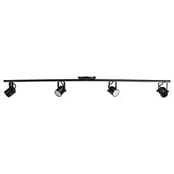 Direct-Lighting LED 4FT 4-Light Track Lighting Kit GU10 LED Bulbs Included D368-44-LED-BK (Black)