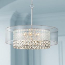 Saint Mossi Chrome K9 Crystal Raindrop Chandelier Lighting Flush Mount LED Ceiling Light Fixture ...