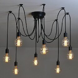 Industrial Vintage Edison Spider Light-LITFAD 8 Lights Multiple Ajustable DIY Ceiling Light Pend ...