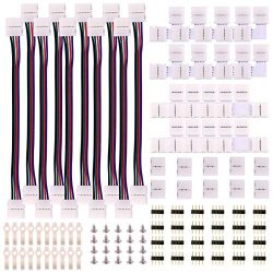 5050 4Pin RGB LED Strip Connector Kit – includes 10x T Shape Connectors, 10x LED Strip Jum ...