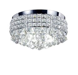 Top Lighting 4-Light Chrome Finish Metal Shade Flushmount Crystal Chandelier Ceiling Fixture