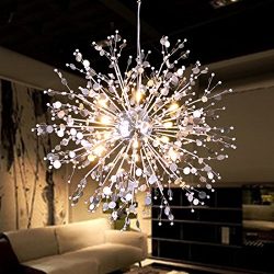 GDNS 8 Pcs Lights Chandeliers Firework LED Light Stainless Steel Crystal Pendant Lighting Ceilin ...