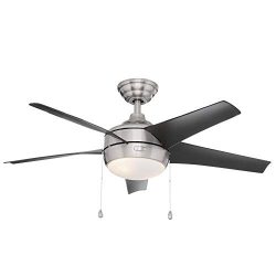 Home Decorators Collection Windward 44 in. LED Brushed Nickel Ceiling Fan with Light Kit