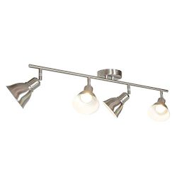 4-Light Ceiling Spotlights Track Lighting Kit, Kitchen Track Lighting Fixtures Ceiling Brushed N ...