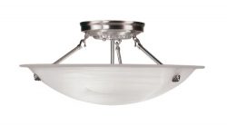 Livex Lighting 4274-91 North Port 3 Light Brushed Nickel Semi Flush Mount with White Alabaster Glass