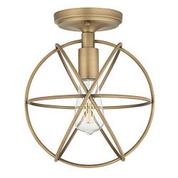 Avesso Antique Brass Semi Flush Mount Ceiling Light with LED Bulb LL-CL439-3AB