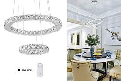 KAI Crystal Island Pendant Light Dimmable Temperature Adjustable Contemporary Chandelier Lamp wi ...